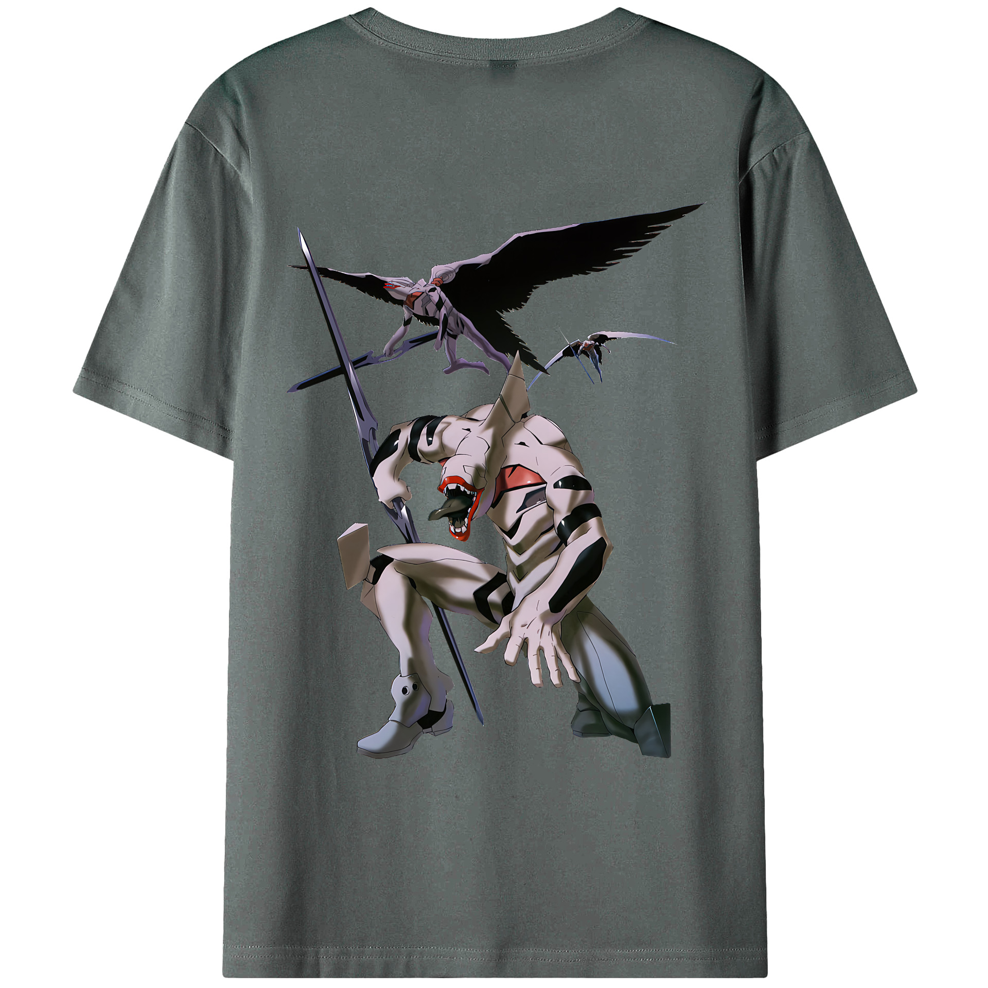 （画像用） EVA 新世紀エヴァンゲリオン 綿100％ メンズ半袖Tシャツ（バックプリント） 通気性